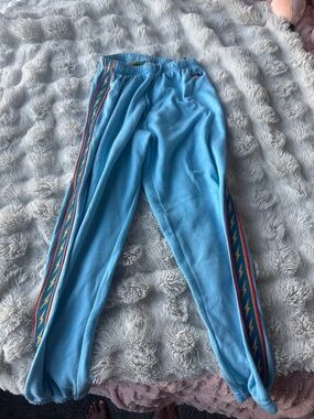Aviator Nation Light Blue Joggers with Colorful Side Stripe